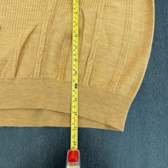 Bugatchi Uomo Men's 100% Merino Wool Yellow V Neck LS Sweater, Size L - Picture 6 of 6